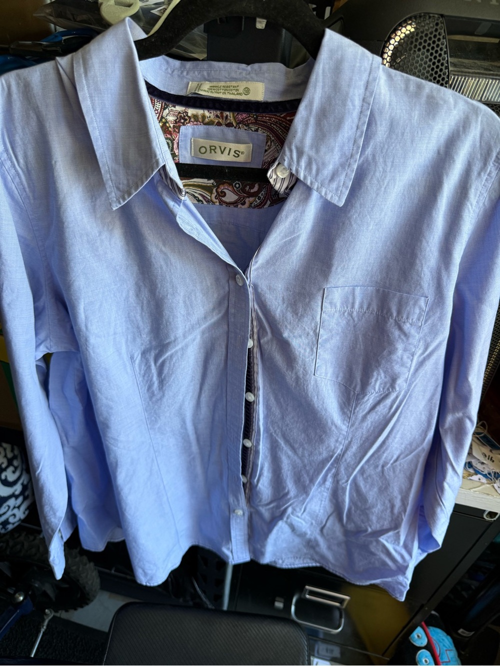 Orvis Light Blue Shirt with Paisley Trim
